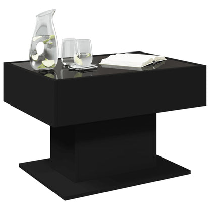 Table basse avec LED noir 70x50x45 cm bois d'ingénierie