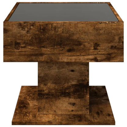 Table basse avec LED chêne fumé 70x50x45 cm bois d'ingénierie