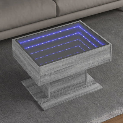 Table basse avec LED sonoma gris 70x50x45 cm bois d'ingénierie