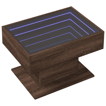 Table basse avec LED chêne marron 70x50x45 cm bois d'ingénierie