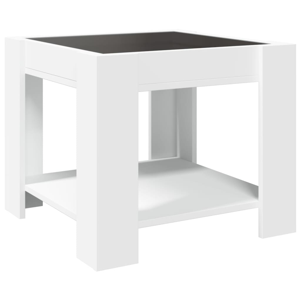 Table basse avec LED blanc 53x53x45 cm bois d'ingénierie