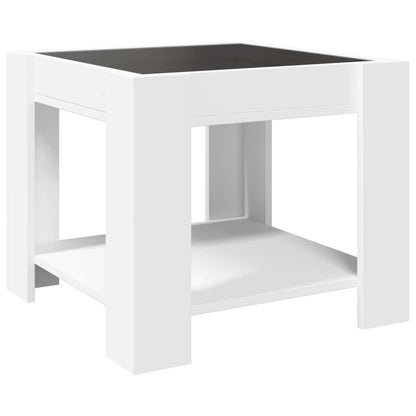 Table basse avec LED blanc 53x53x45 cm bois d'ingénierie