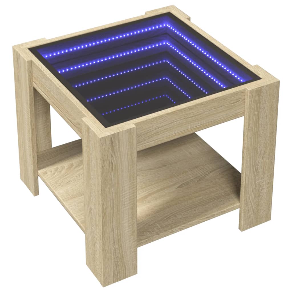 Table basse avec LED chêne sonoma 53x53x45 cm bois d'ingénierie