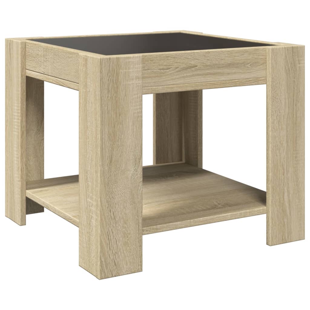 Table basse avec LED chêne sonoma 53x53x45 cm bois d'ingénierie