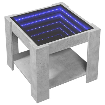 Table basse avec LED gris béton 53x53x45 cm bois d'ingénierie