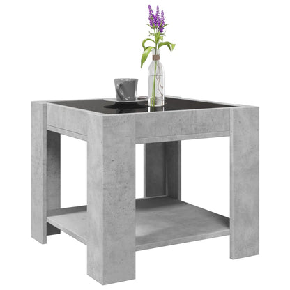 Table basse avec LED gris béton 53x53x45 cm bois d'ingénierie