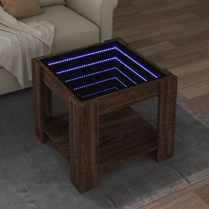 Table basse avec LED chêne marron 53x53x45 cm bois d'ingénierie