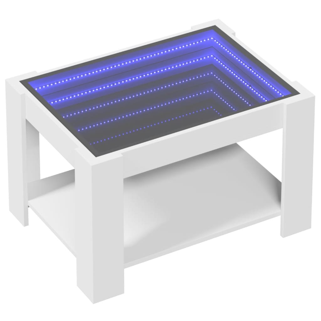 Table basse avec LED blanc 73x53x45 cm bois d'ingénierie