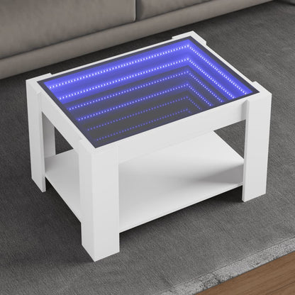 Table basse avec LED blanc 73x53x45 cm bois d'ingénierie