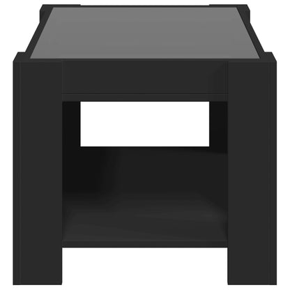 Table basse avec LED noir 73x53x45 cm bois d'ingénierie