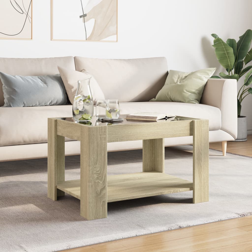 Table basse avec LED chêne sonoma 73x53x45 cm bois d'ingénierie