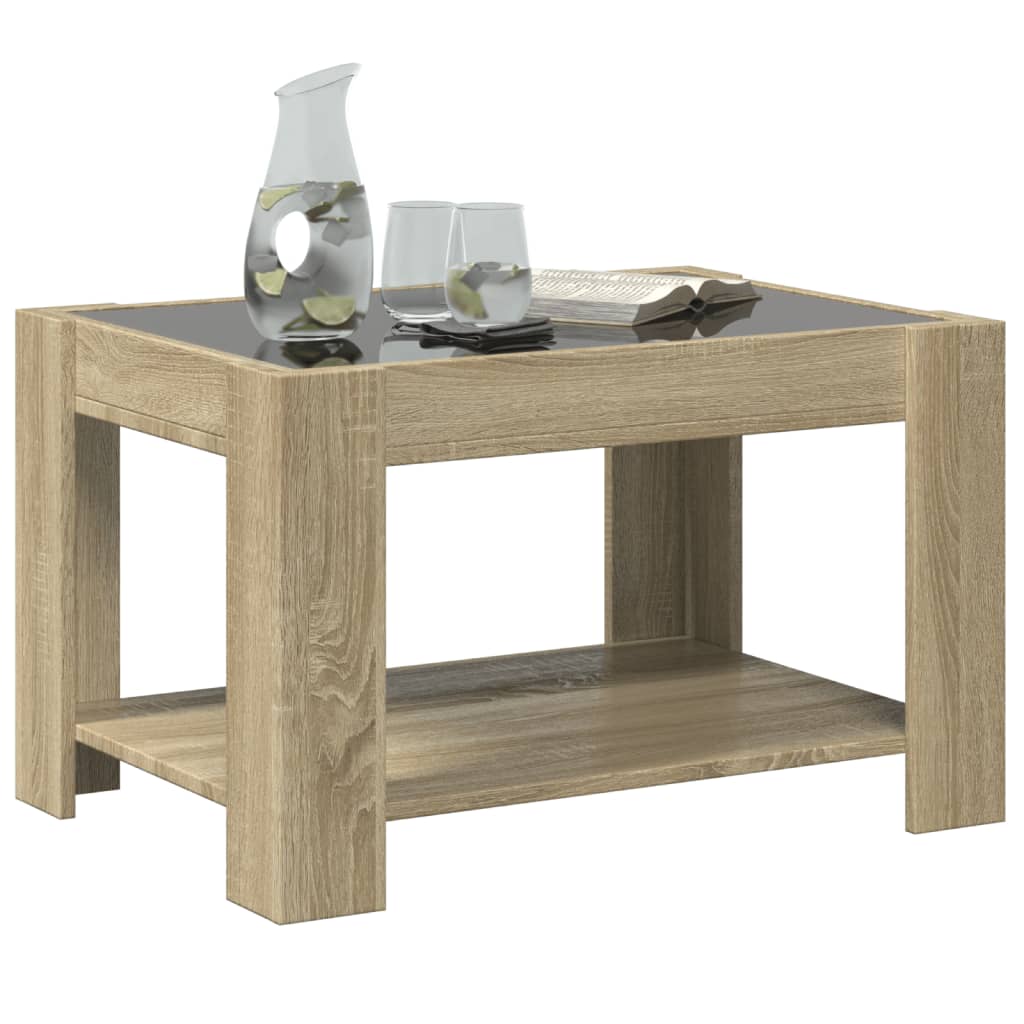 Table basse avec LED chêne sonoma 73x53x45 cm bois d'ingénierie