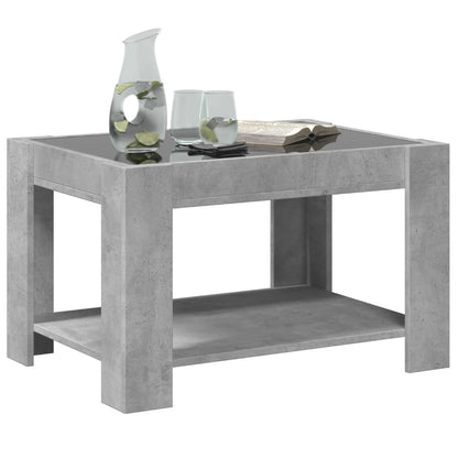 Table basse avec LED gris béton 73x53x45 cm bois d'ingénierie