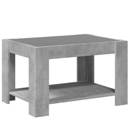 Table basse avec LED gris béton 73x53x45 cm bois d'ingénierie