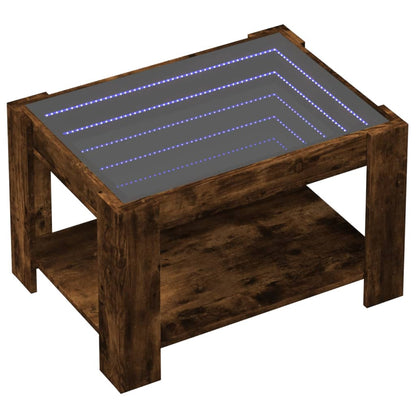 Table basse avec LED chêne fumé 73x53x45 cm bois d'ingénierie