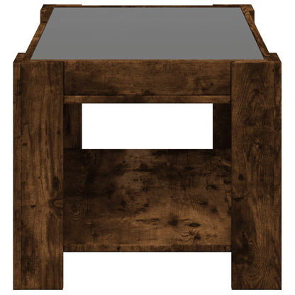 Table basse avec LED chêne fumé 73x53x45 cm bois d'ingénierie