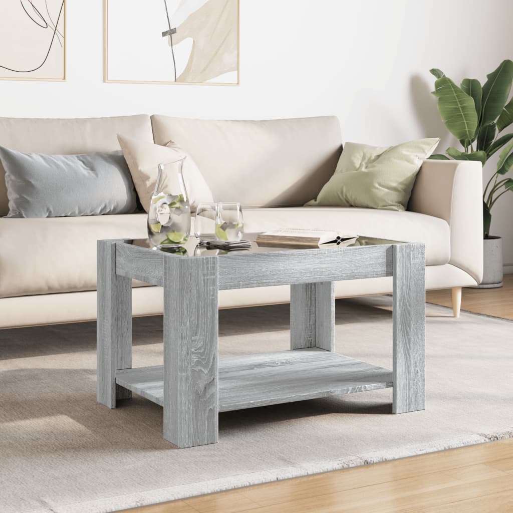 Table basse avec LED sonoma gris 73x53x45 cm bois d'ingénierie