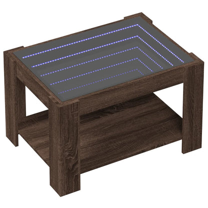 Table basse avec LED chêne marron 73x53x45 cm bois d'ingénierie