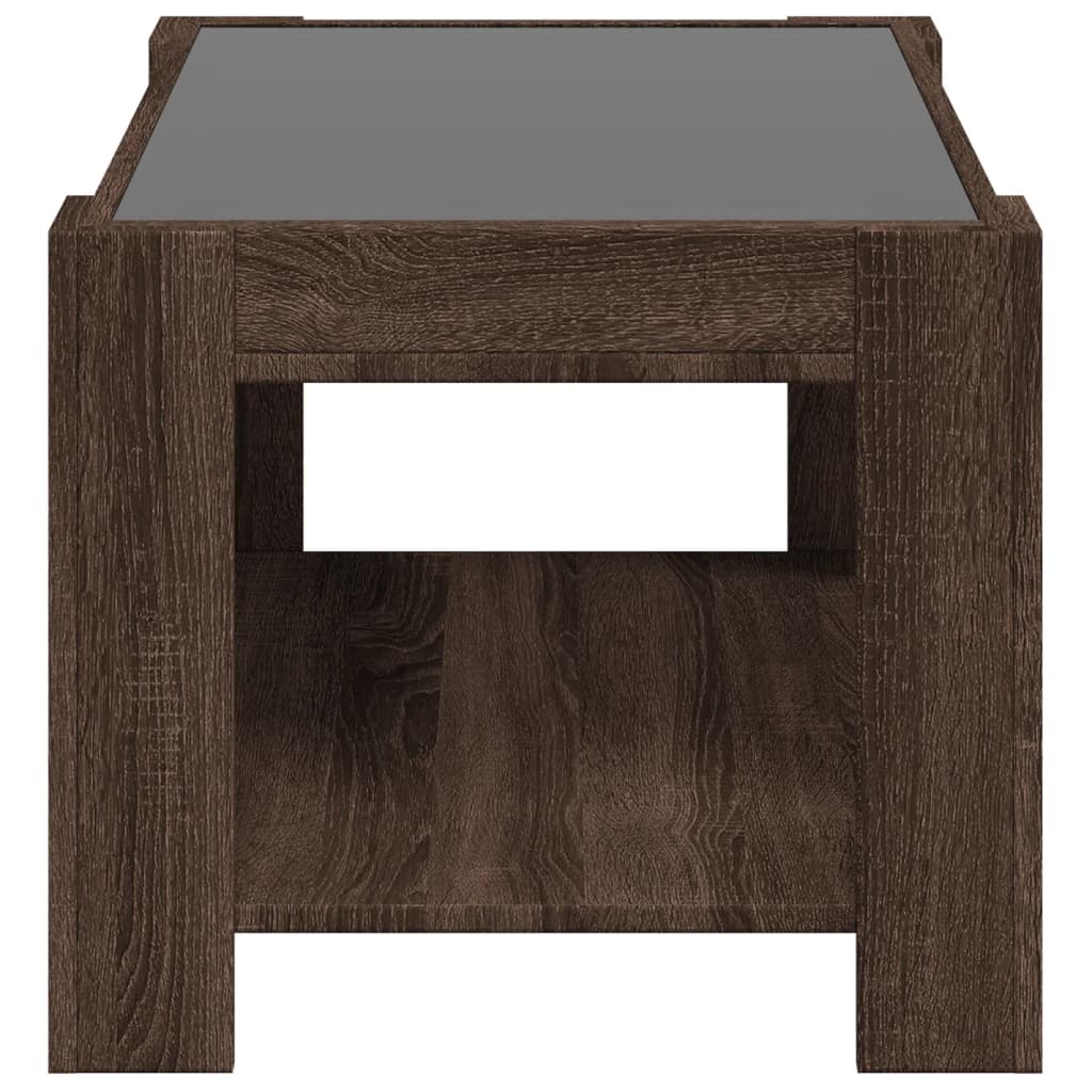 Table basse avec LED chêne marron 73x53x45 cm bois d'ingénierie