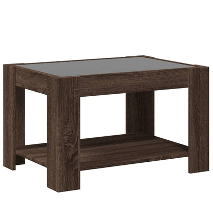 Table basse avec LED chêne marron 73x53x45 cm bois d'ingénierie