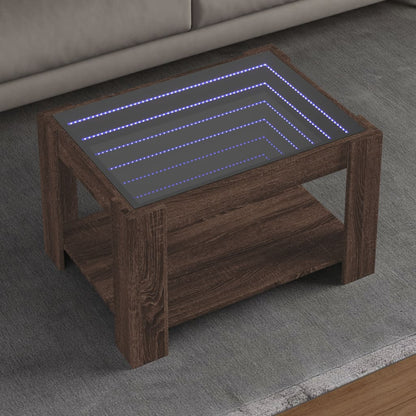 Table basse avec LED chêne marron 73x53x45 cm bois d'ingénierie