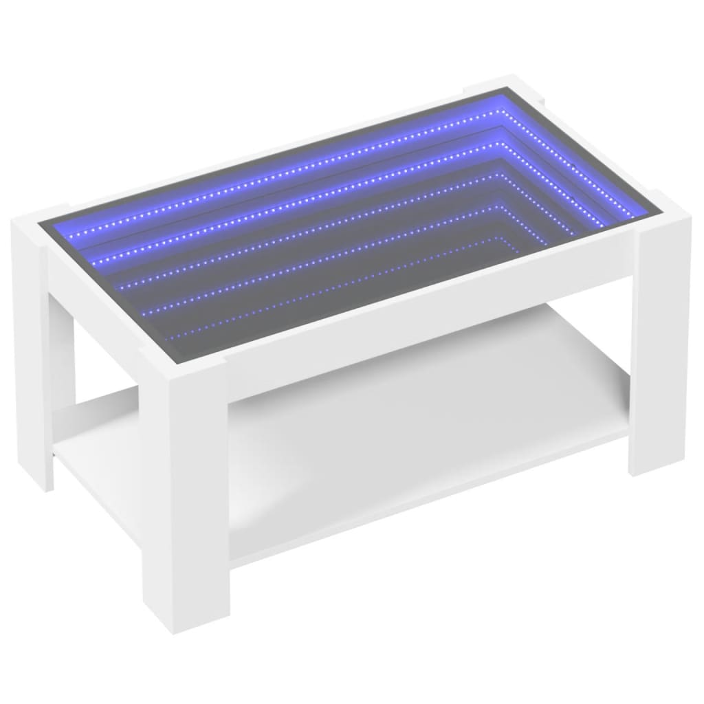 Table basse avec LED blanc 93x53x45 cm bois d'ingénierie