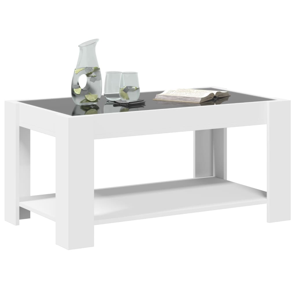 Table basse avec LED blanc 93x53x45 cm bois d'ingénierie