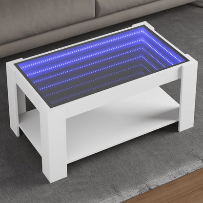 Table basse avec LED blanc 93x53x45 cm bois d'ingénierie