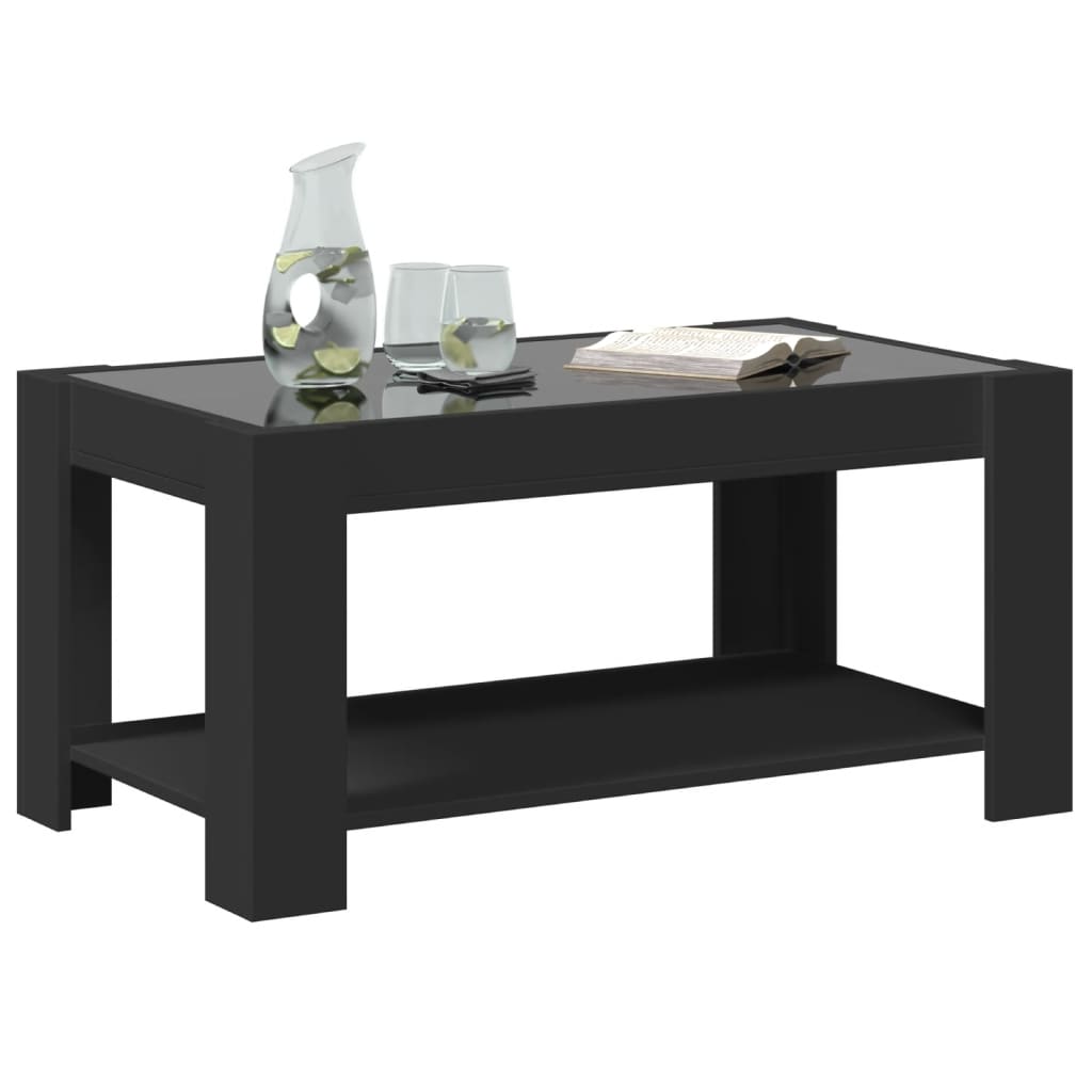 Table basse avec LED noir 93x53x45 cm bois d'ingénierie