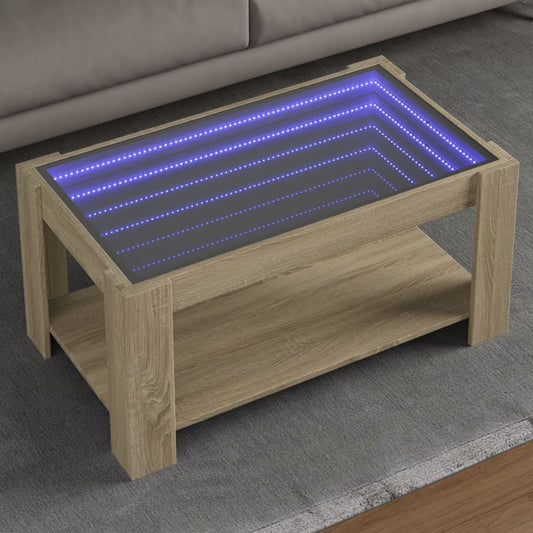 Table basse avec LED chêne sonoma 93x53x45 cm bois d'ingénierie