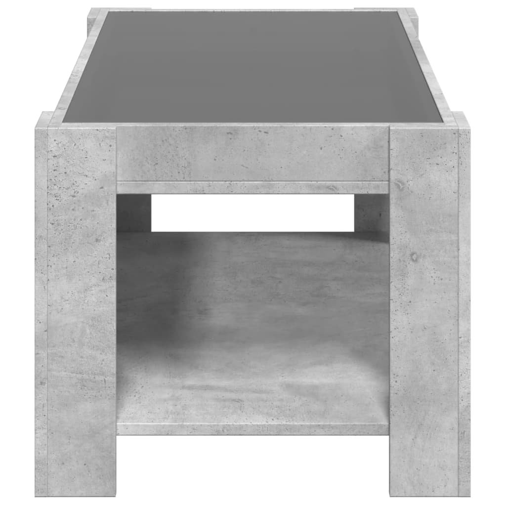 Table basse avec LED gris béton 93x53x45 cm bois d'ingénierie