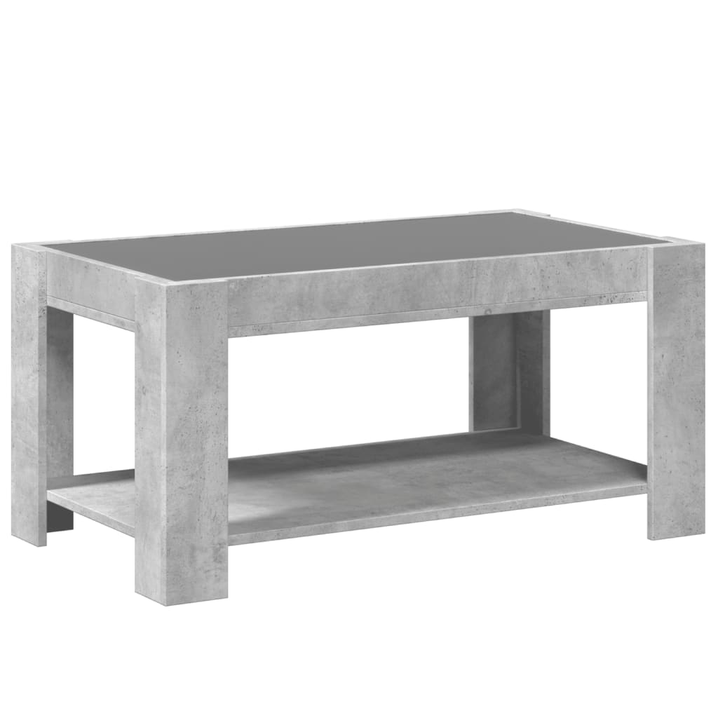 Table basse avec LED gris béton 93x53x45 cm bois d'ingénierie