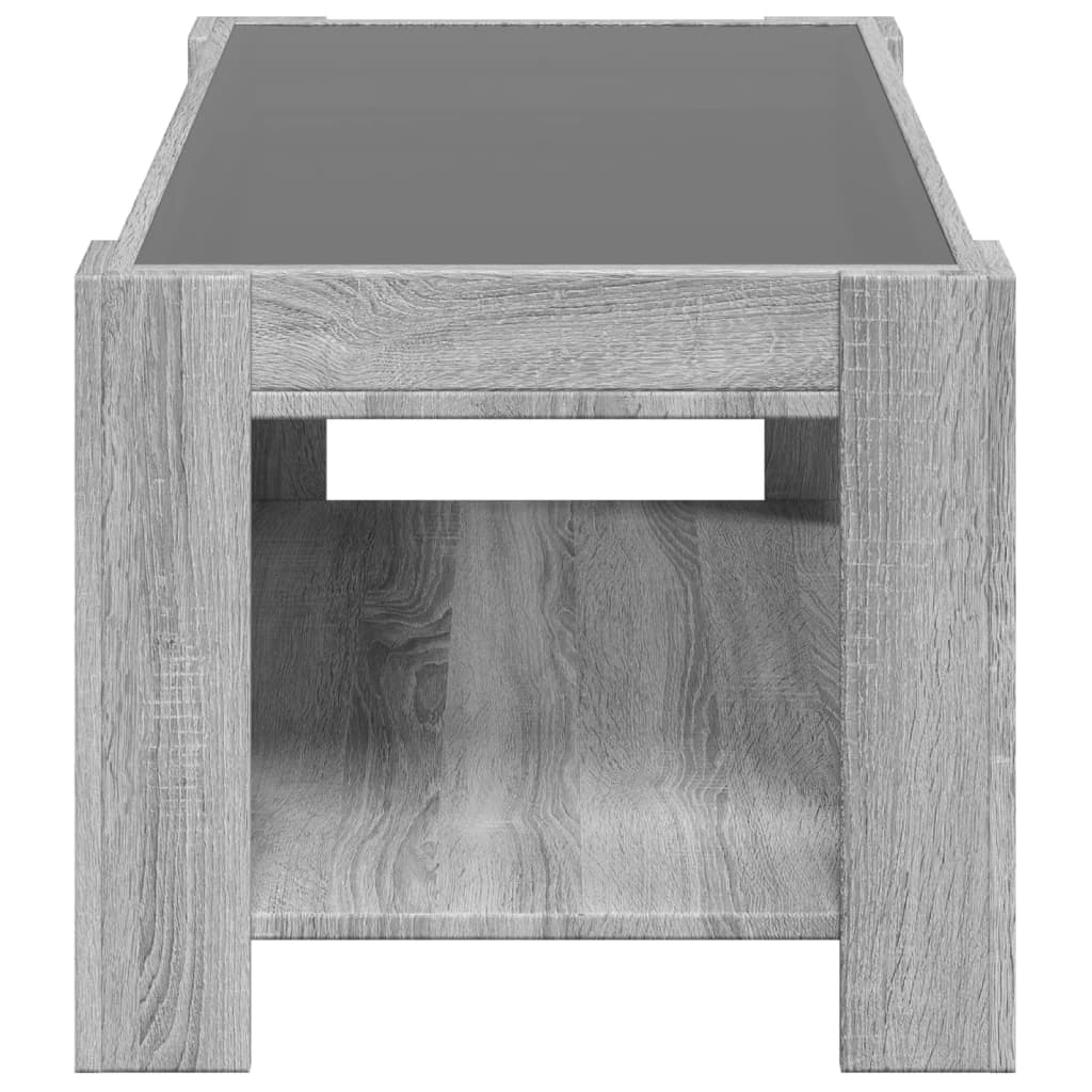 Table basse avec LED sonoma gris 93x53x45 cm bois d'ingénierie