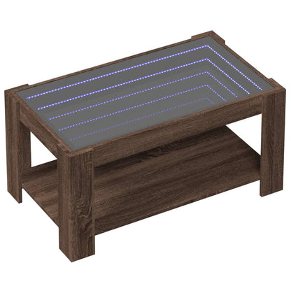 Table basse avec LED chêne marron 93x53x45 cm bois d'ingénierie