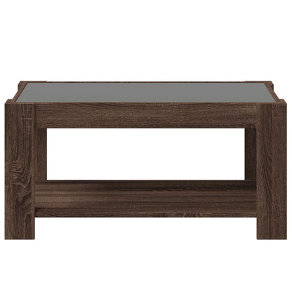 Table basse avec LED chêne marron 93x53x45 cm bois d'ingénierie