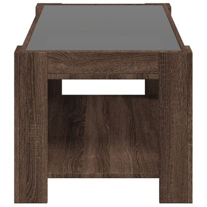 Table basse avec LED chêne marron 93x53x45 cm bois d'ingénierie