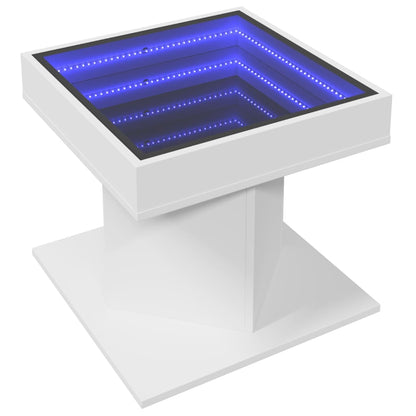 Table basse avec LED blanc 50x50x45 cm bois d'ingénierie