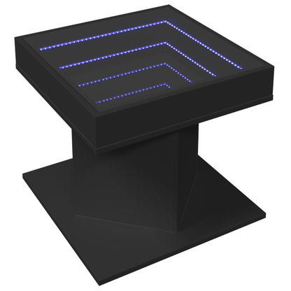 Table basse avec LED noir 50x50x45 cm bois d'ingénierie