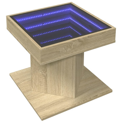 Table basse avec LED chêne sonoma 50x50x45 cm bois d'ingénierie