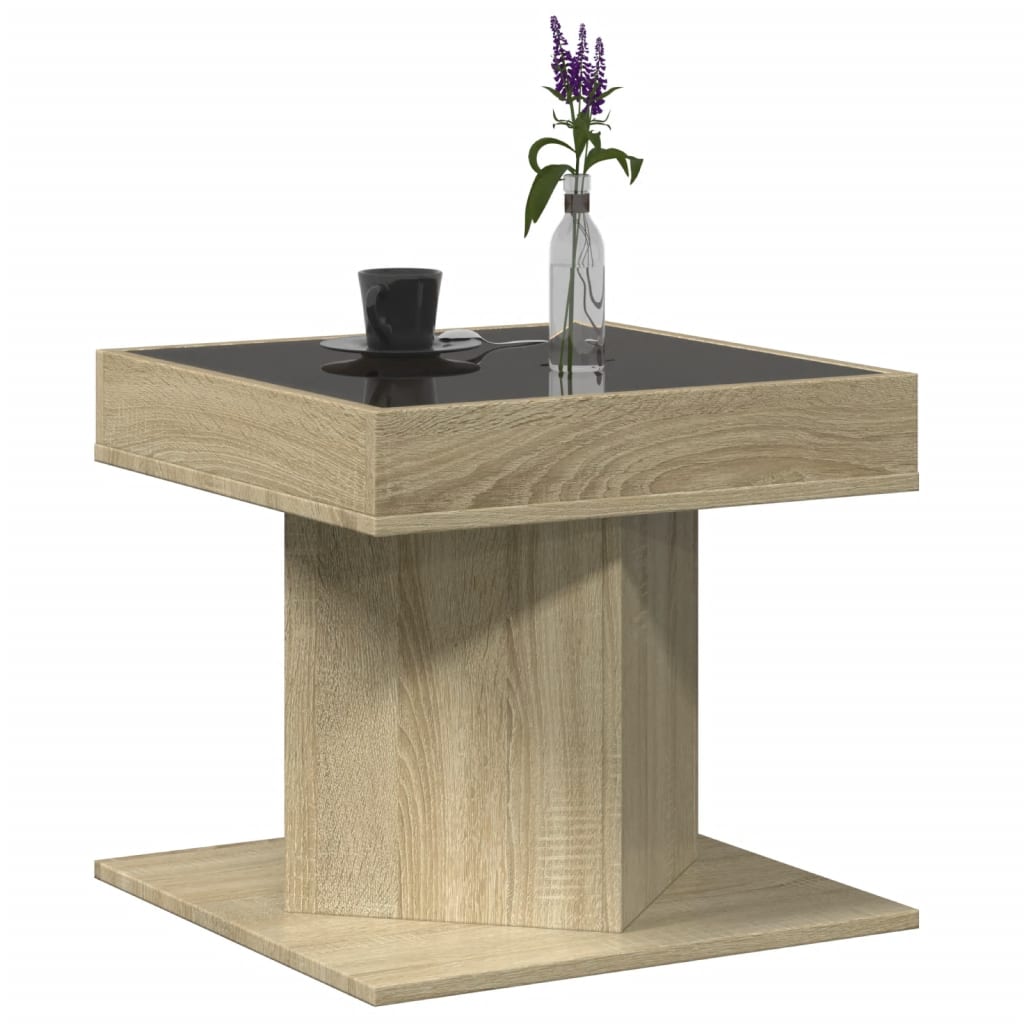 Table basse avec LED chêne sonoma 50x50x45 cm bois d'ingénierie