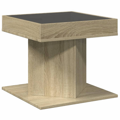 Table basse avec LED chêne sonoma 50x50x45 cm bois d'ingénierie