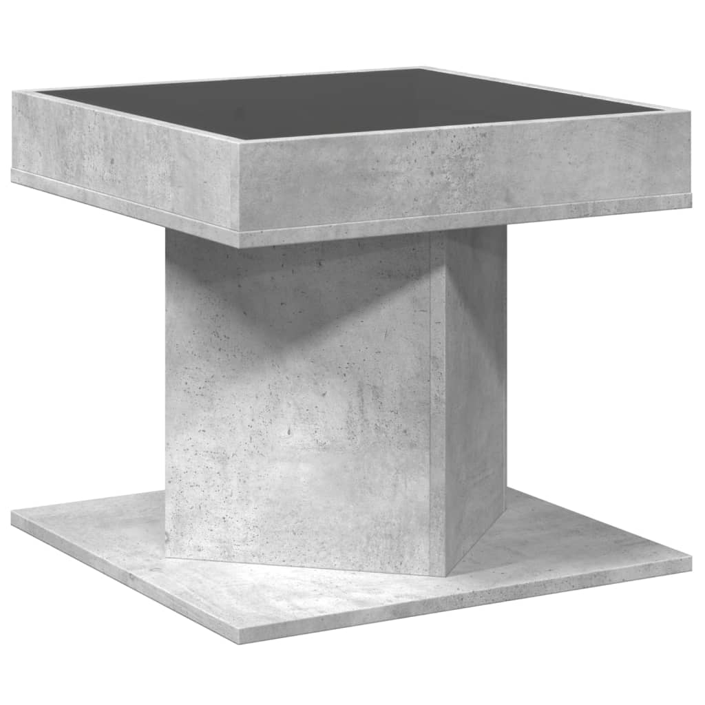 Table basse avec LED gris béton 50x50x45 cm bois d'ingénierie