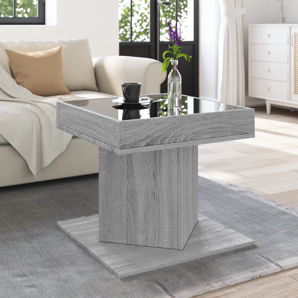 Table basse avec LED sonoma gris 50x50x45 cm bois d'ingénierie