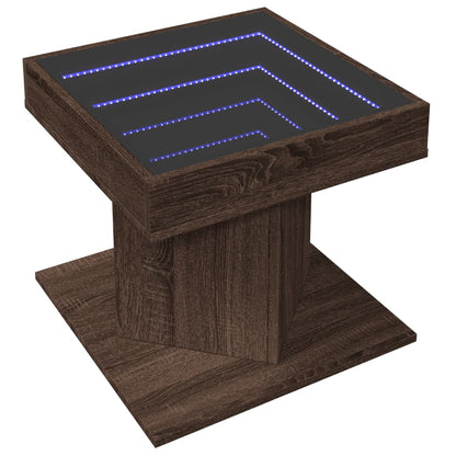 Table basse avec LED chêne marron 50x50x45 cm bois d'ingénierie