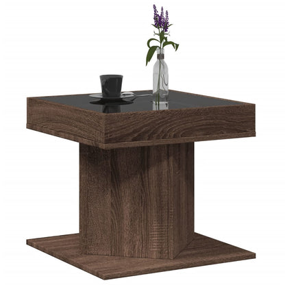 Table basse avec LED chêne marron 50x50x45 cm bois d'ingénierie