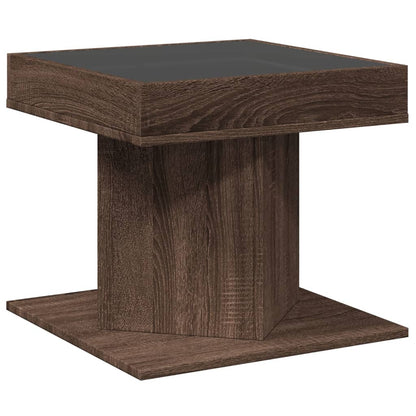 Table basse avec LED chêne marron 50x50x45 cm bois d'ingénierie