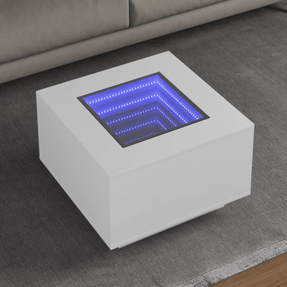 Table basse avec LED blanc 60x60x40 cm bois d'ingénierie