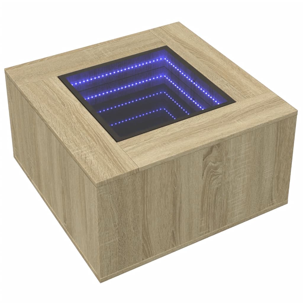 Table basse avec LED chêne sonoma 60x60x40 cm bois d'ingénierie