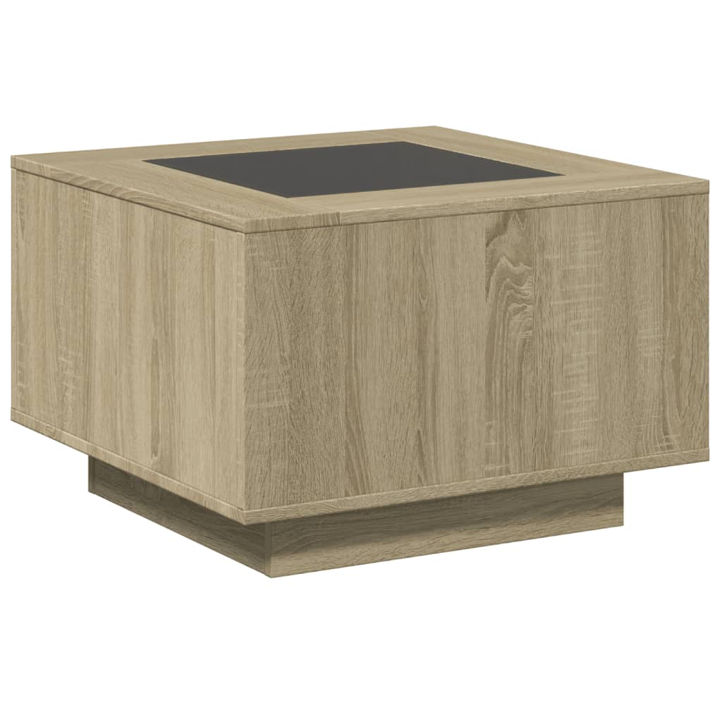 Table basse avec LED chêne sonoma 60x60x40 cm bois d'ingénierie