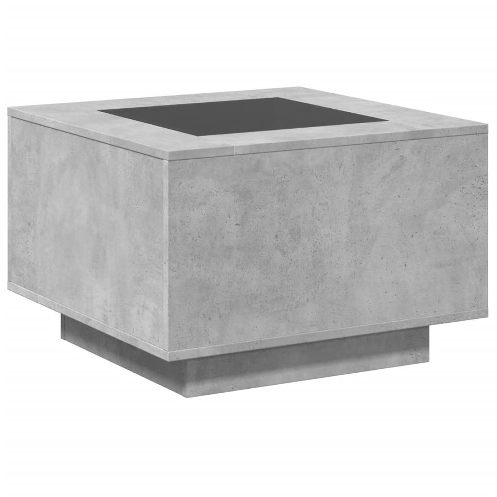 Table basse avec LED gris béton 60x60x40 cm bois d'ingénierie